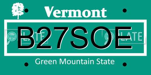 B27SOE Vermont License Plate