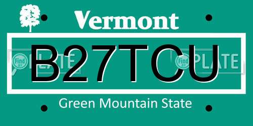 B27TCU Vermont License Plate