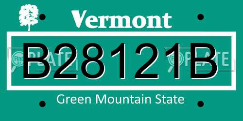 B28121B Vermont License Plate