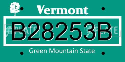 B28253B Vermont License Plate