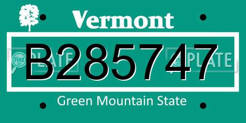 B285747 Vermont License Plate