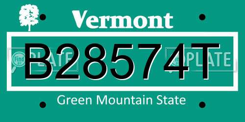 B28574T Vermont License Plate