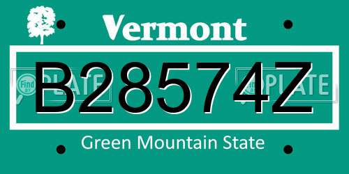 B28574Z Vermont License Plate