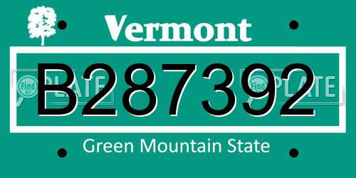 B287392 Vermont License Plate