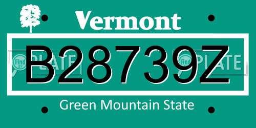 B28739Z Vermont License Plate