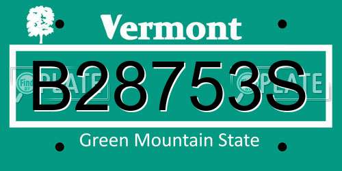B28753S Vermont License Plate
