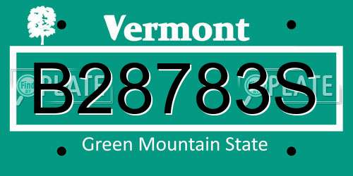 B28783S Vermont License Plate