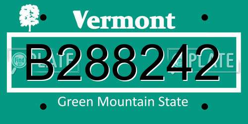 B288242 Vermont License Plate
