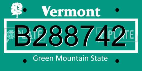 B288742 Vermont License Plate