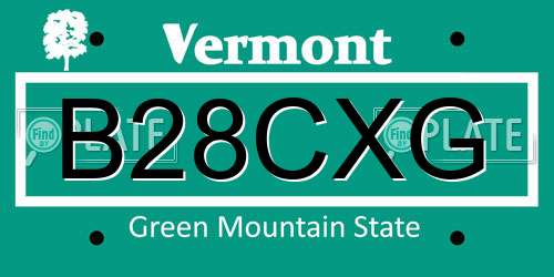 B28CXG Vermont License Plate