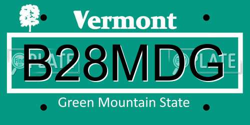 B28MDG Vermont License Plate