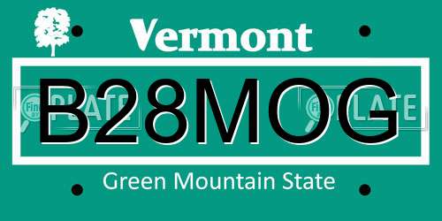B28MOG Vermont License Plate