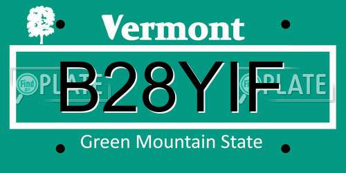 B28YIF Vermont License Plate