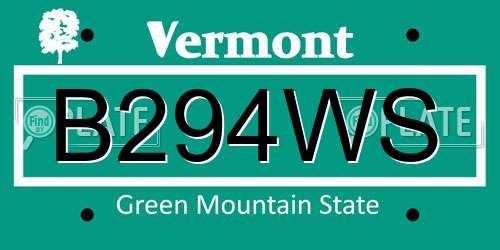 B294WS Vermont License Plate