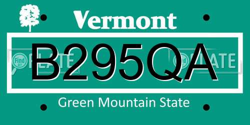 B295QA Vermont License Plate