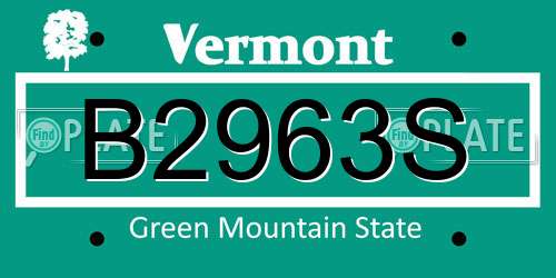 B2963S Vermont License Plate