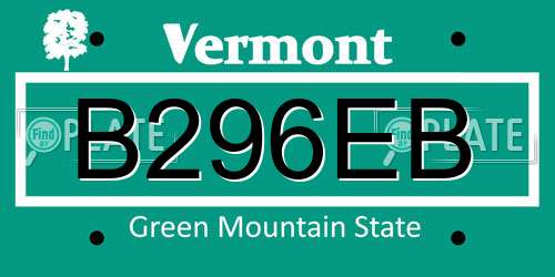 B296EB Vermont License Plate