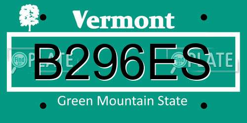 B296ES Vermont License Plate