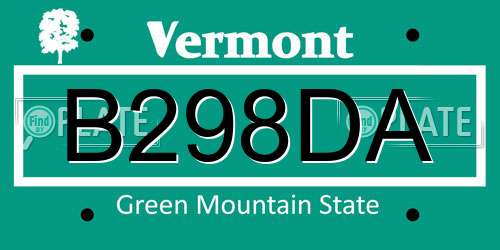 B298DA Vermont License Plate