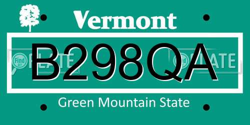 B298QA Vermont License Plate