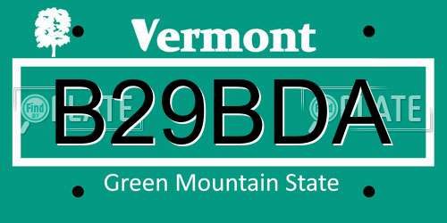 B29BDA Vermont License Plate