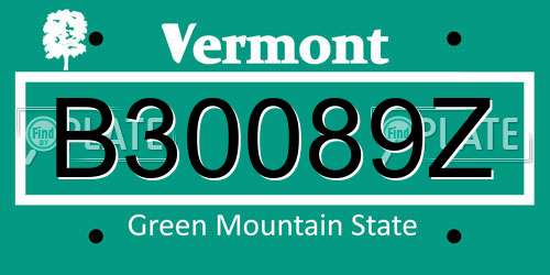 B30089Z Vermont License Plate