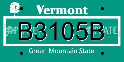 B3105B Vermont License Plate