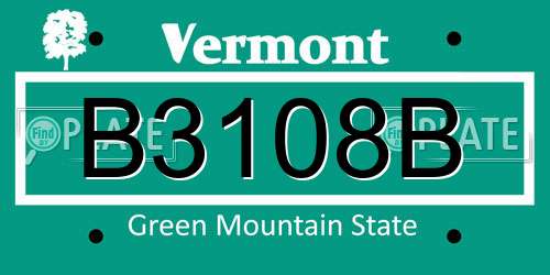 B3108B Vermont License Plate