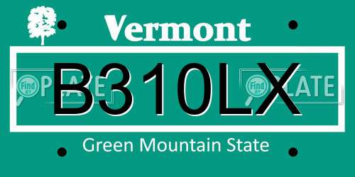 B310LX Vermont License Plate