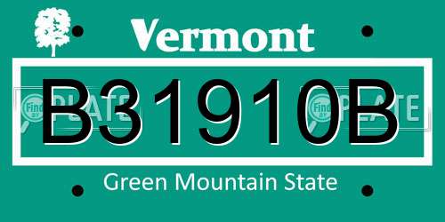 B31910B Vermont License Plate