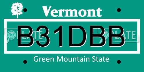 B31DBB Vermont License Plate