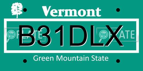 B31DLX Vermont License Plate