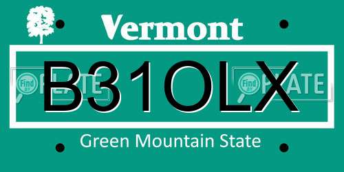 B31OLX Vermont License Plate
