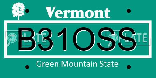 B31OSS Vermont License Plate