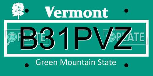 B31PVZ Vermont License Plate