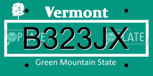B323JX Vermont License Plate