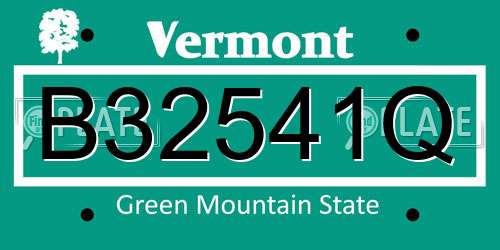 B32541Q Vermont License Plate