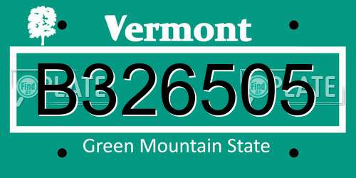 B326505 Vermont License Plate