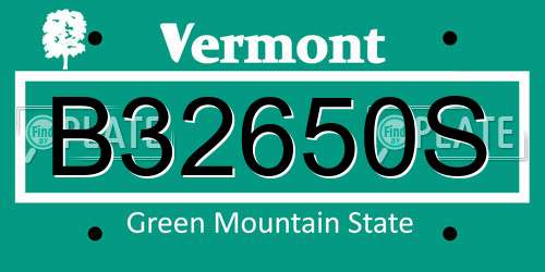 B32650S Vermont License Plate