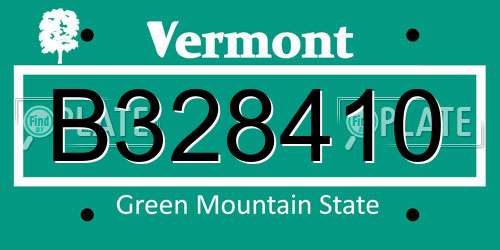 B328410 Vermont License Plate
