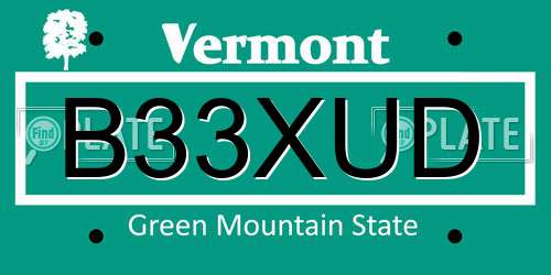 B33XUD Vermont License Plate