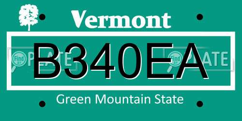 B340EA Vermont License Plate