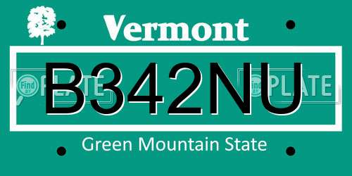 B342NU Vermont License Plate