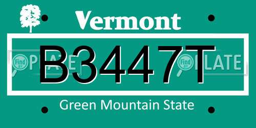 B3447T Vermont License Plate