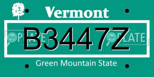 B3447Z Vermont License Plate
