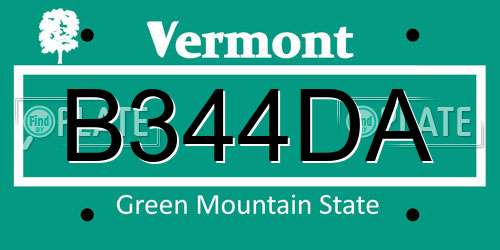 B344DA Vermont License Plate