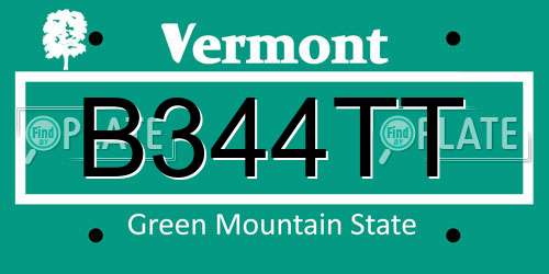 B344TT Vermont License Plate