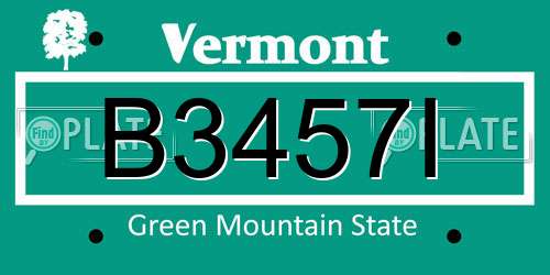B3457I Vermont License Plate