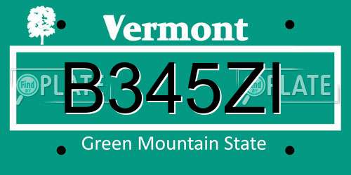 B345ZI Vermont License Plate