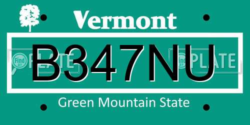 B347NU Vermont License Plate